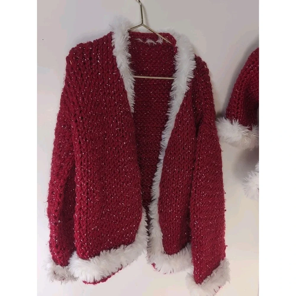 Baby Holiday Sweaters Crochet Handmade Red & White Set Of Three Vintage Matching